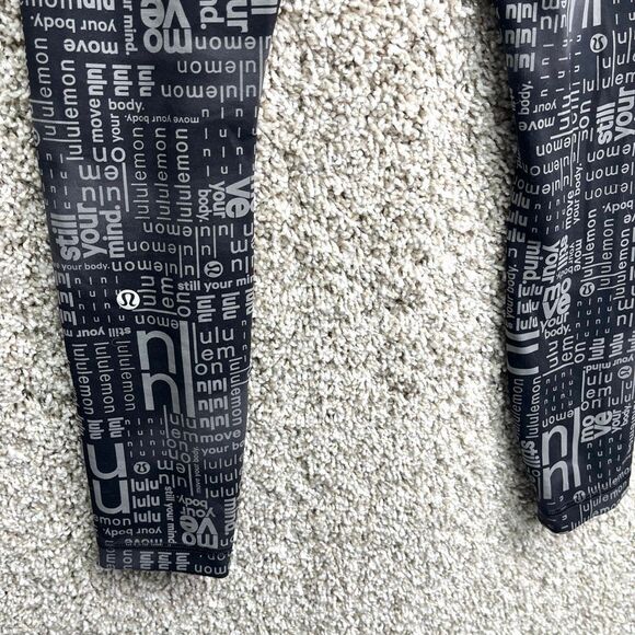 Lululemon Leggings Womens 4 Wunder Train High-Rise Ombré Black Logo Print - Picture 4 of 6